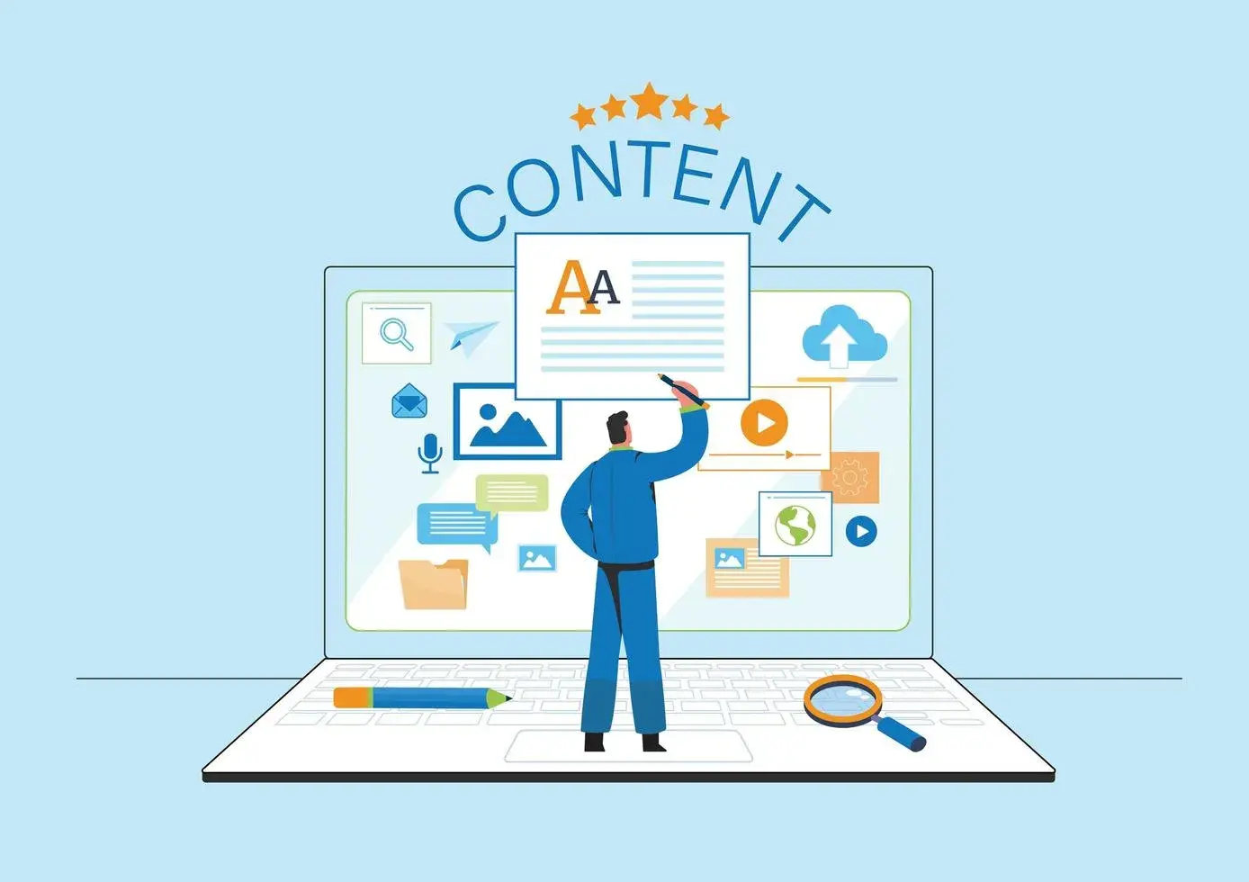 Digital Marketing Content Strategy and SEO Writing capability illustration.